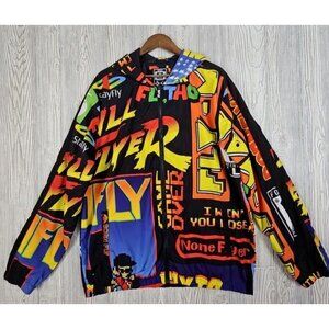 BornFly Jacket Men's 2X Multicolor Gaming All‎ Over Logo Parody Streetwear Zip